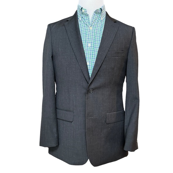 Pronto Uomo Mens Dark Charcoal Wool‎  Two Button Sport Coat Blazer Size 40L - Picture 1 of 13